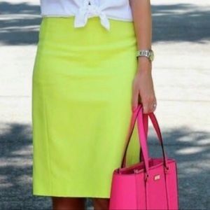 J. Crew Bright Neon Yellow No 2 Pencil Skirt